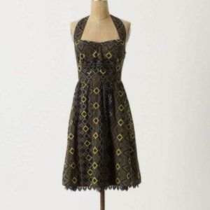 Edme & Esyllte by Anthropologie 'Rhythmic Repetition" Dress | Navy Yellow | Sz 2